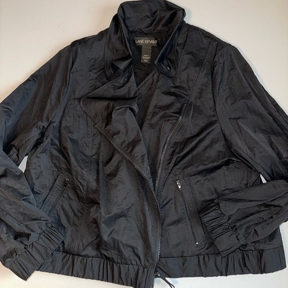 Lane Bryant Jackets & Blazers - Lane Bryant Black Collared Rain Jacket Women’s Size 22/24 Zip Up Waterproof